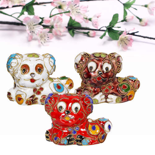 Hund S, Deko, Ziergegenstände, Cloisonne Emaille, Tierfigur,6273